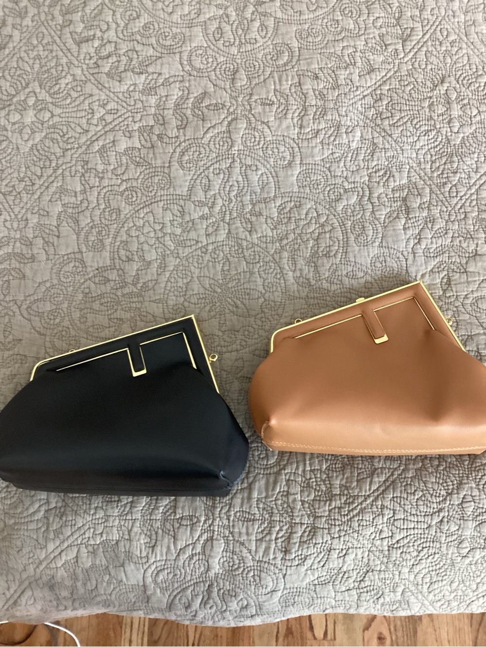 Classic Frame Clutch in Black and Tan